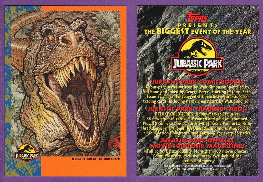 1992 Topps Jurassic Park T-Rex Dinosaur Illustration Promotional Sample Promo