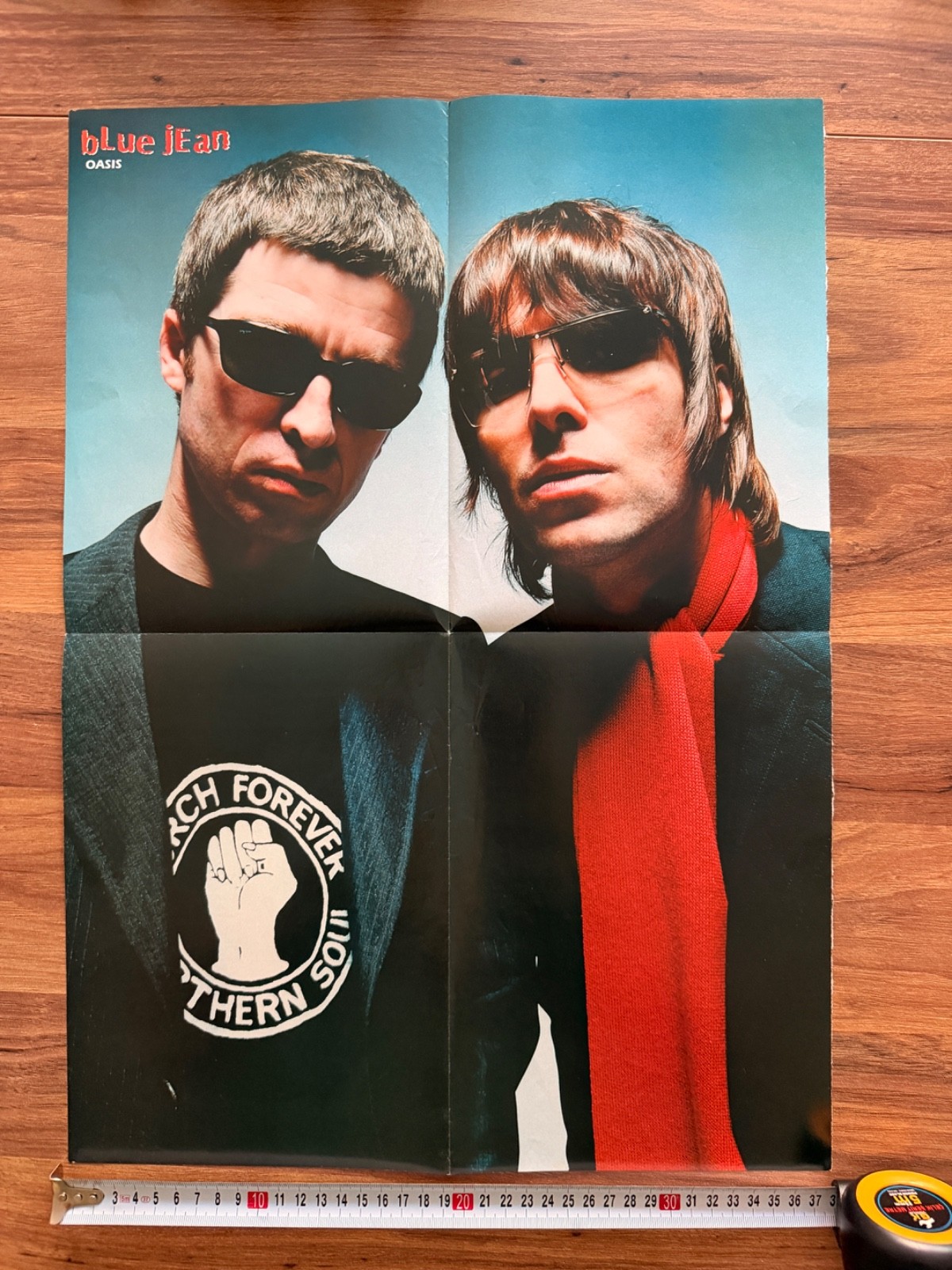 Oasis Liam Noel Gallagher David Charvet Vintage Blue Jean Poster 35x52 Rare DS