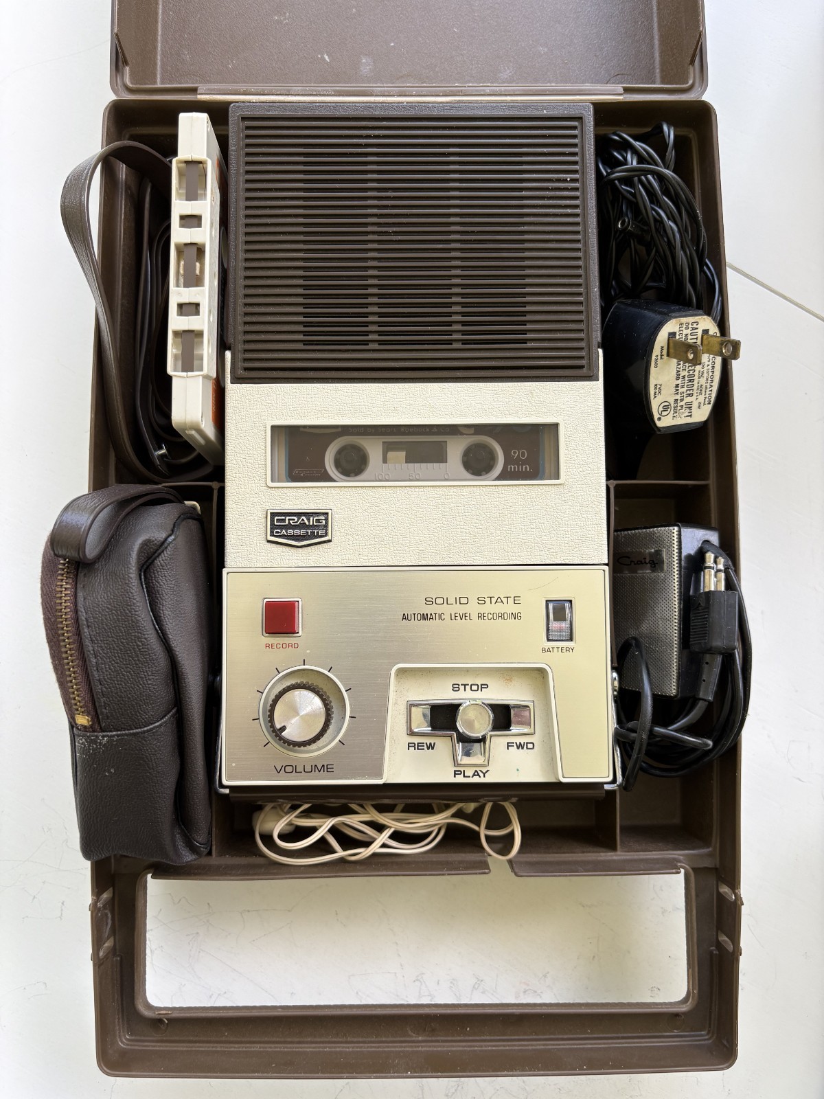 Vintage Craig Solid State Cassette Recording Player w/Travel Case & Accessories