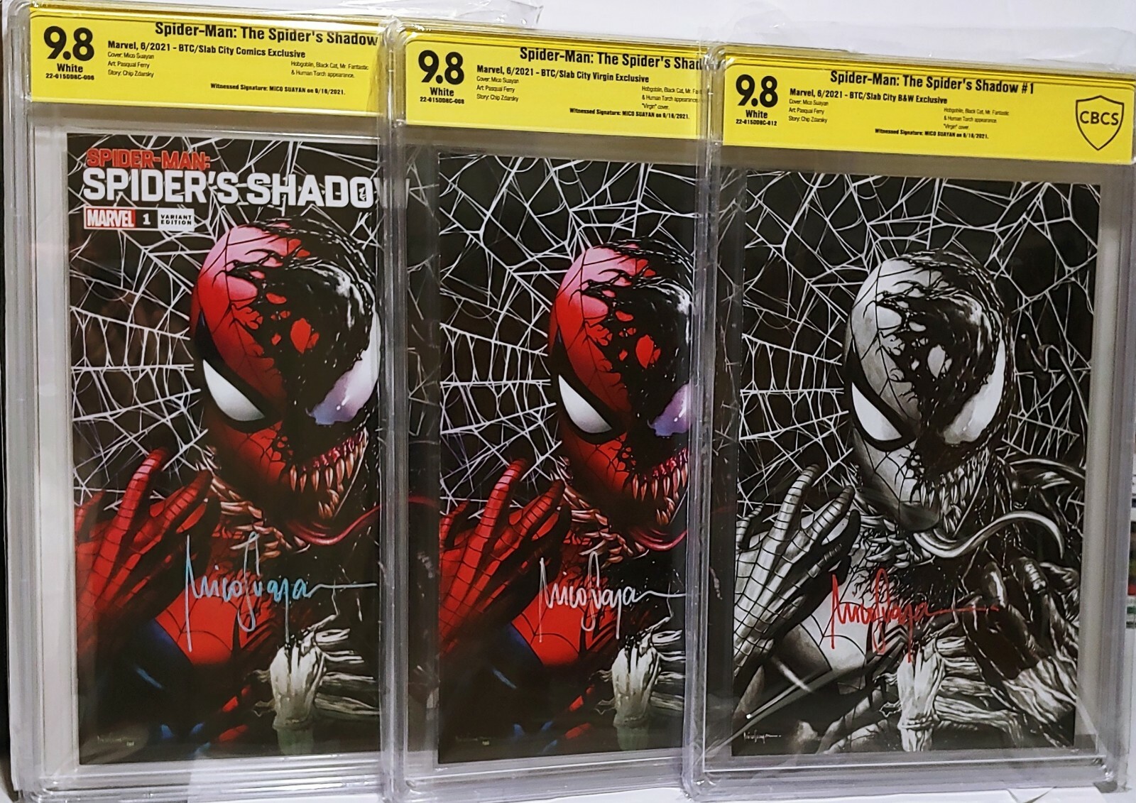 9.8 (Set) Spider-Man Spider's Shadow #1  CBCS Signed Mico Suayan Trade/Virgin/BW