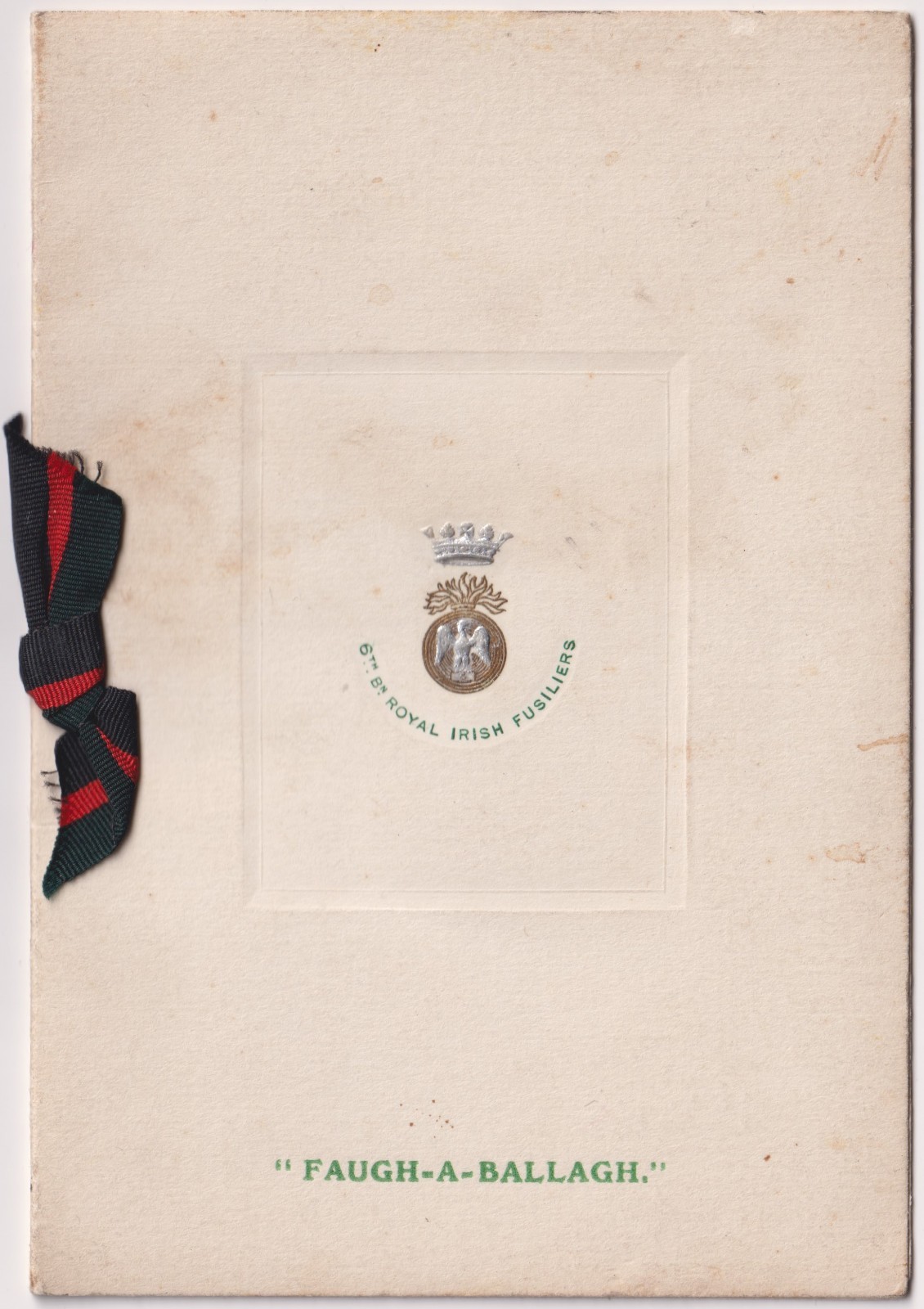 WW1 6th Royal Irish Fusiliers Christmas Greeting Card Macedonia Salonika