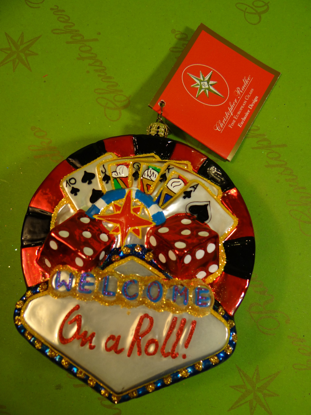 Christopher Radko Las Vegas On The Roll Glass Ornament Christopher Radko Las Vegas On The Roll Glass Ornament