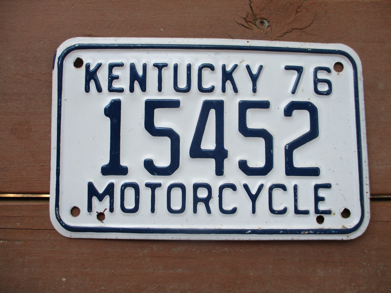 Vintage 1976 Kentucky Motorcycle License Plate 15452