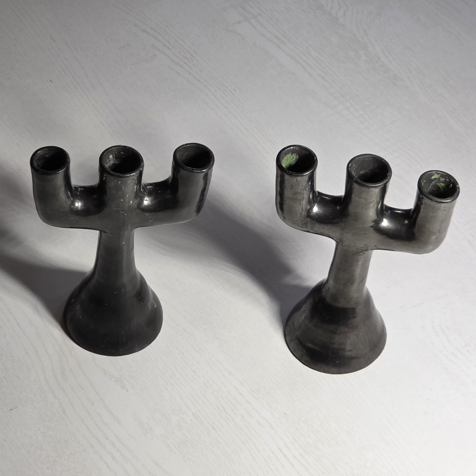 RARE VINTAGE Oaxacan Mexican Ceramic Candelabra Candle Holders 