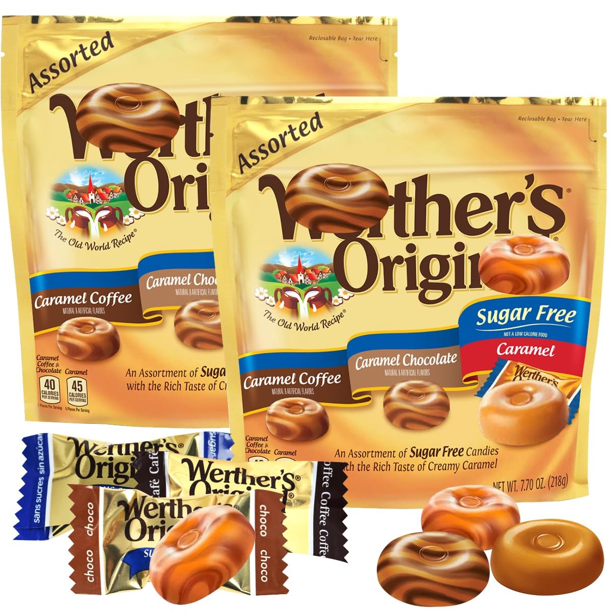 Caramel Hard Candy Assorted Flavors, Werther's Original, 2 Pack