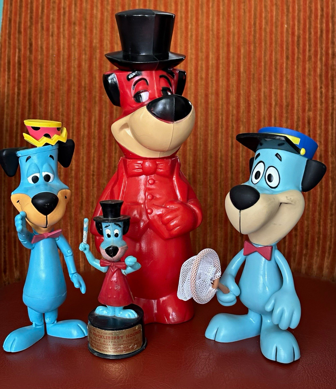 Huckleberry Hound Hollywood Calif Vintage Plastic Cartoon Figurine Lot (4)
