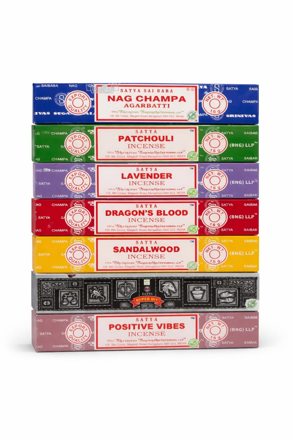 Satya Incense Gift Set Nag Champa, Super hit, Dragon's Blood, 15 g, Standard
