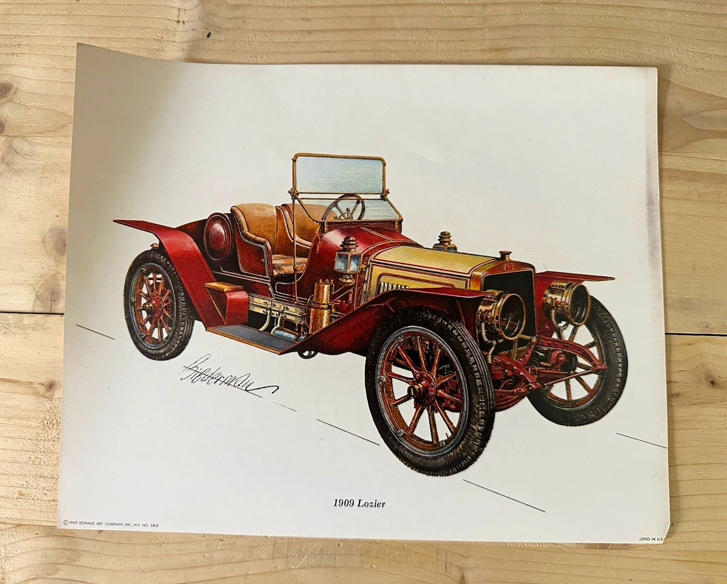 Vintage 1969 Donald Art Company 1909 Lozier car automobile￼automotive art print￼