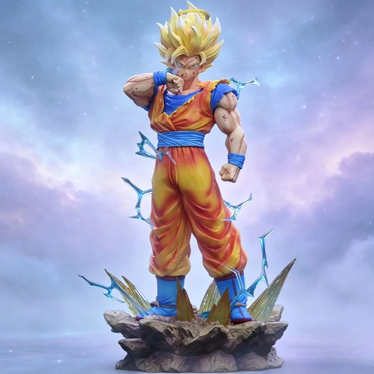 Light up Dragon Ball Son Goku Figure Statue Base Super Saiyan 2 Anime Gift LED