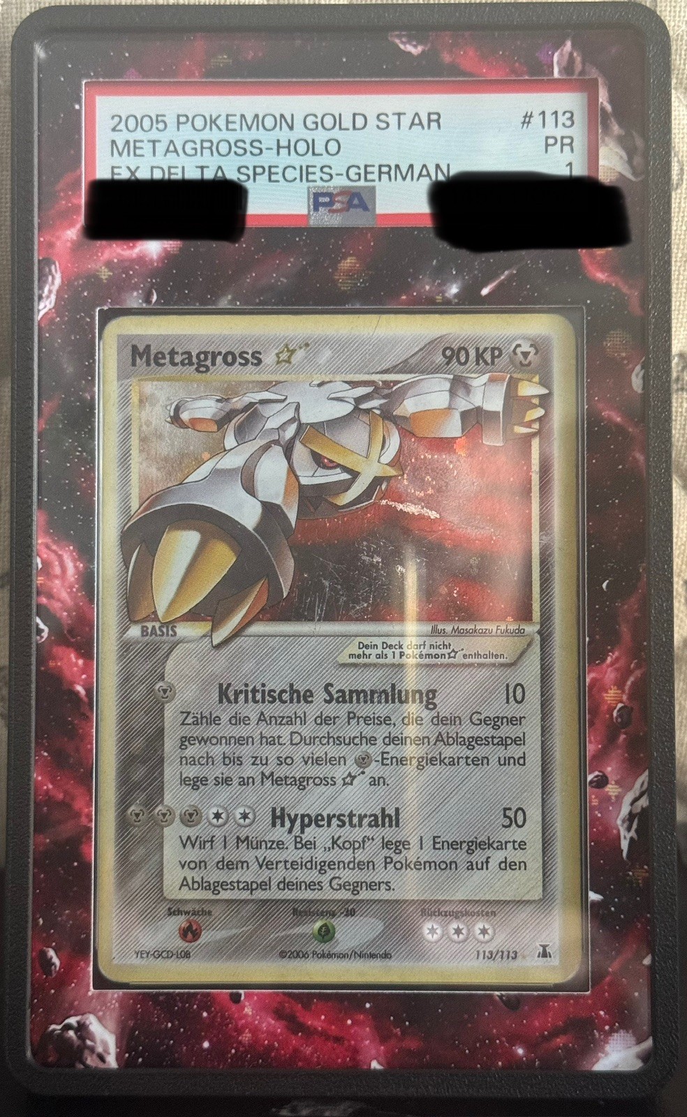 2005 Pokemon Metagross Gold Star Ex Delta Species German PSA 1 POP 1 SWIRL 