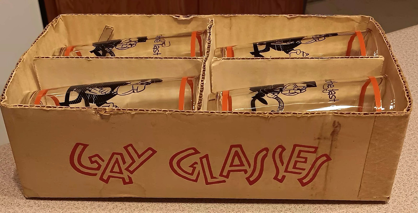 4 UNUSED Vintage HAZEL ATLAS gas station GAY GLASSES Original Box $ no reserve $