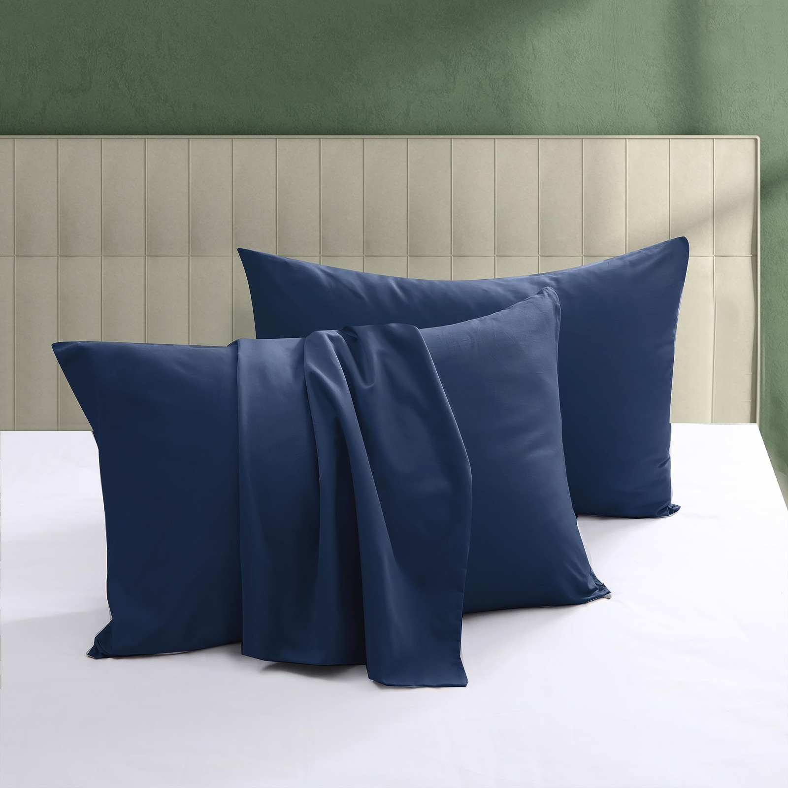 100% Egyptian Cotton Pillow Protectors Set of 2, 600 Thread Count Queen Size ...