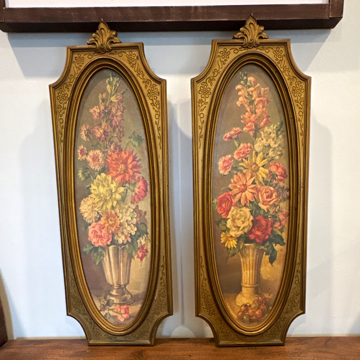 Vintage MCM Cecil Rubino Floral Lithographs, Produced in 1964, Florentine Art