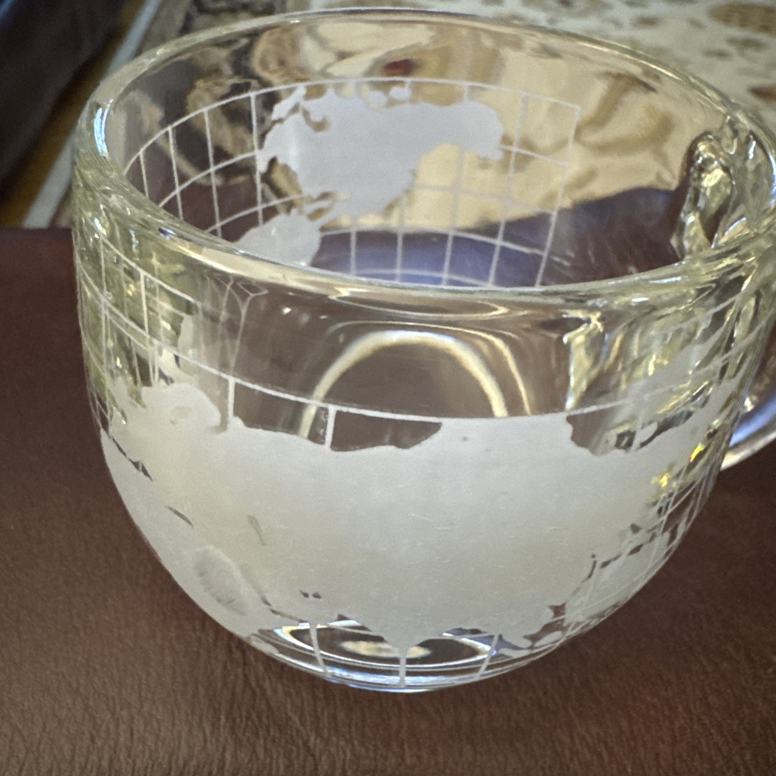 Vintage Nestle Nescafe 1970’s Clear Glass Globe World Coffee/Tea Mug/Cup