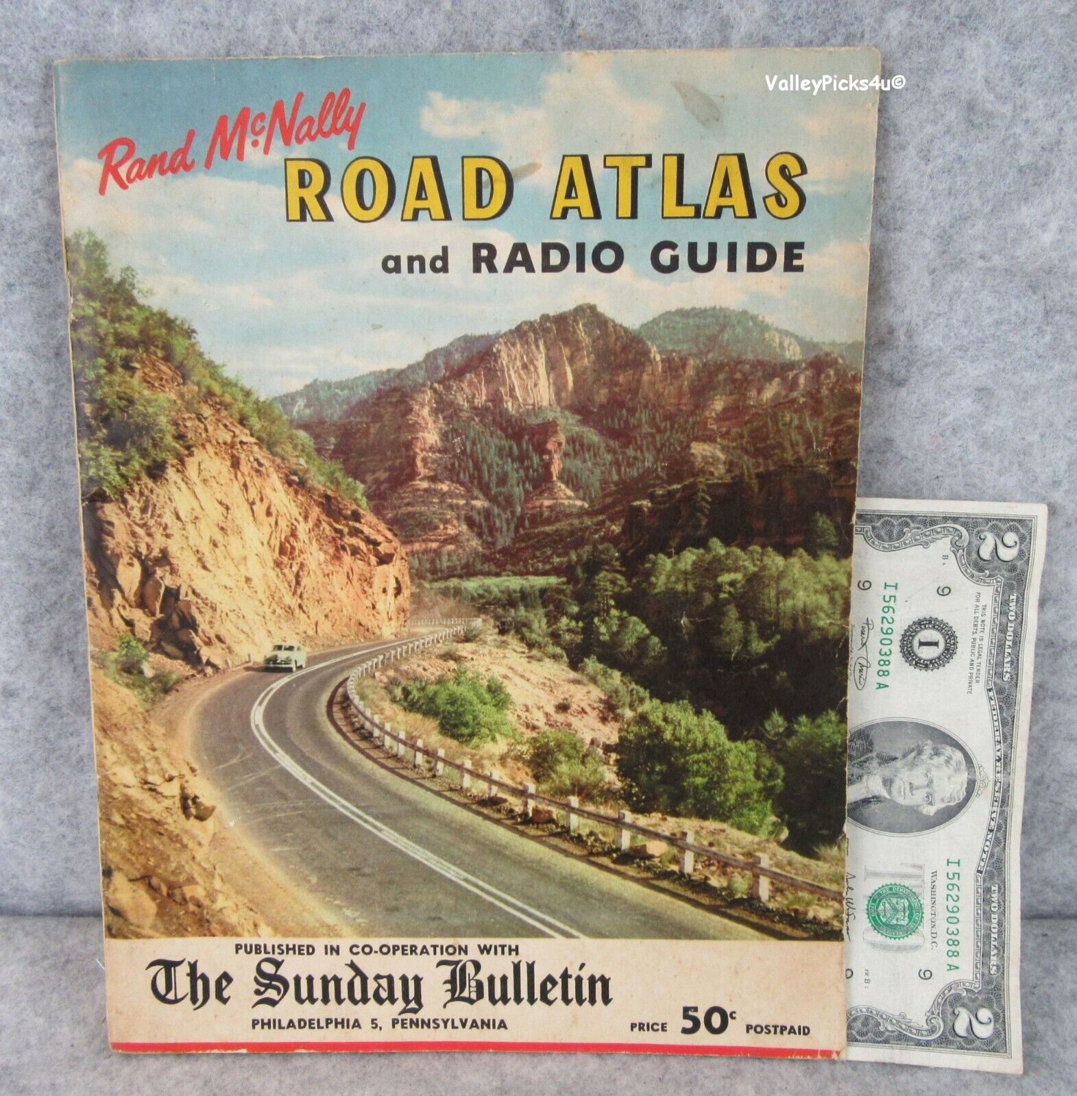 Vintage 1952 Rand McNally United States Road Atlas Map and Radio Station Guide