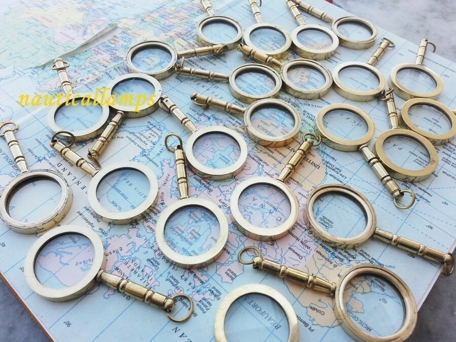 Lot of 50 PCs Nautical Brass Miniature MAGNIFYING Glass Pendant Key Chain Gift