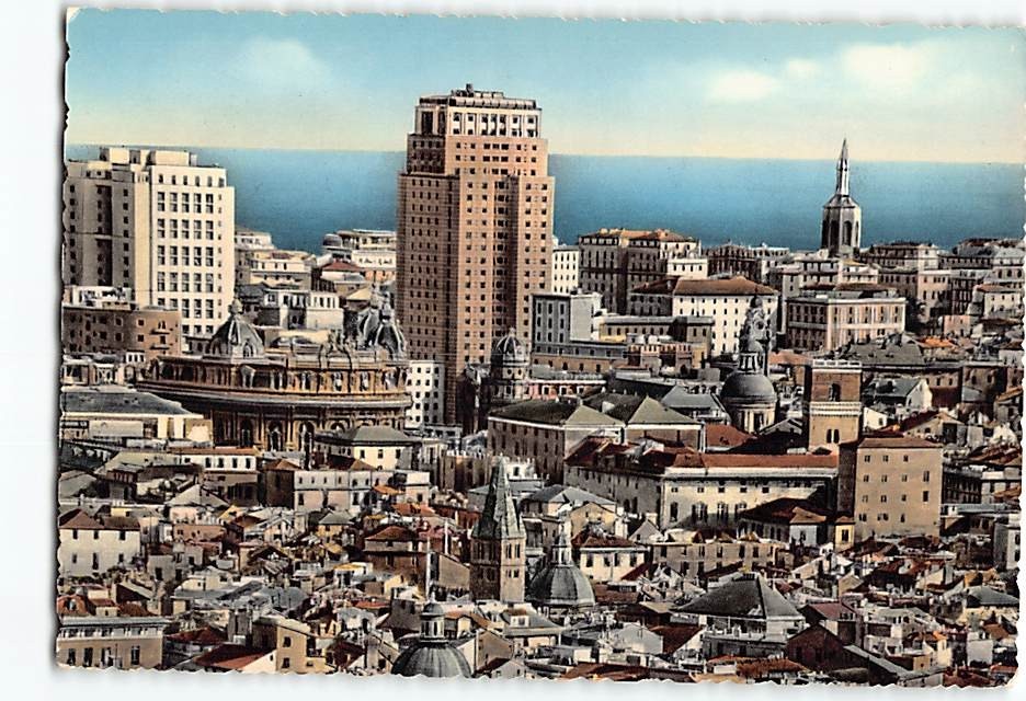 Postcard Panorama from Castrelletto Genoa Italy