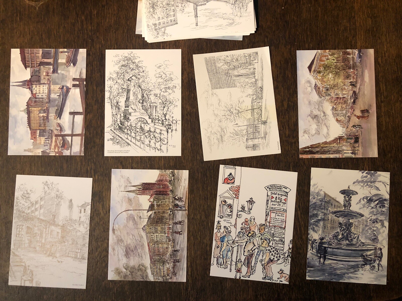Postcard x21 Berlin 80s Bernhard Friebel Drawing Kreuzberg SO36 Colour 61