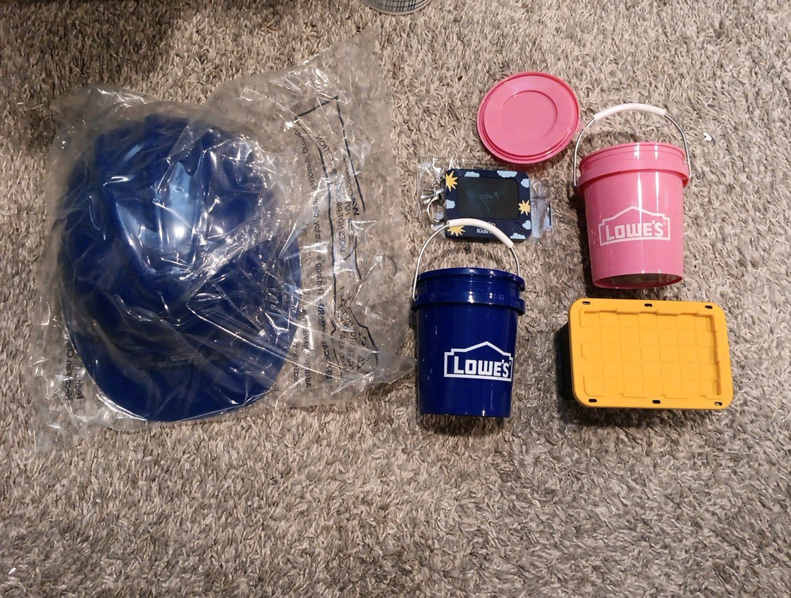 Lowe\'s Super Set, Kids Hardhat, Mini Keychain Drawer, Miro Tote, Pink &Blue Mini