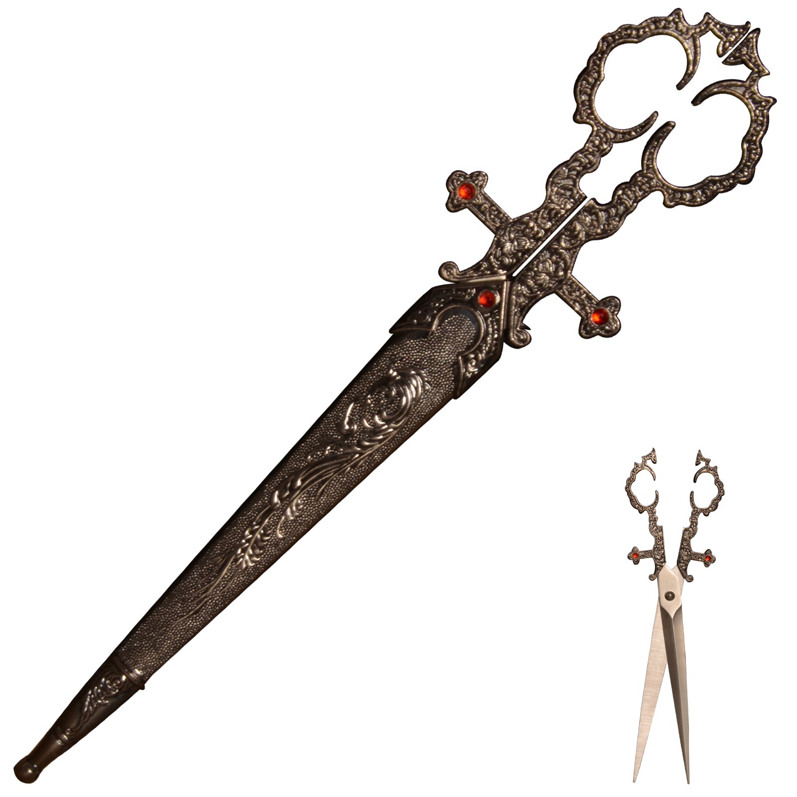 10.2in Mini Short Sword/Medieval Scissors Sword/Metal Blade/Collectible/Silver