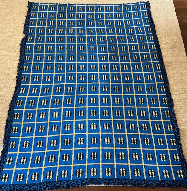 Vintage RETRO 1960/70s Tetem Car Blanket Dutch Blue Single Bed FULL 83