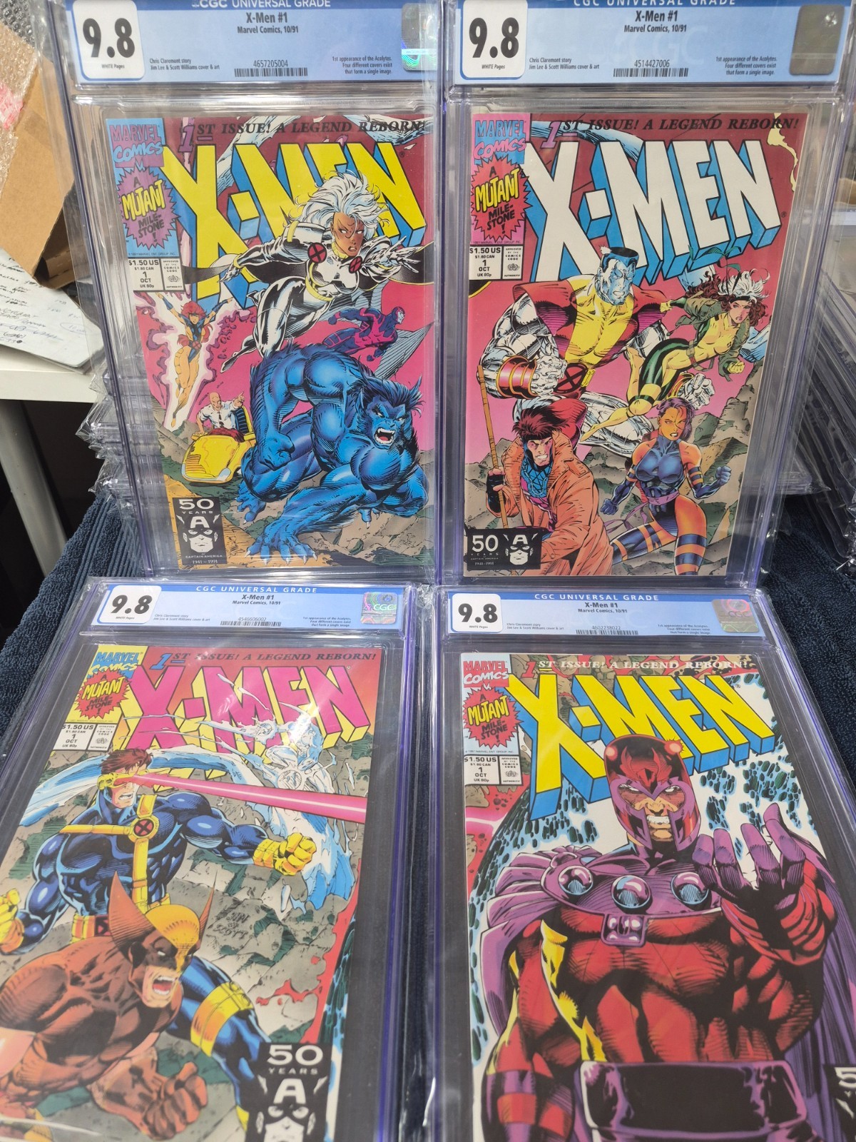 Marvel X-Men 1 1991 CGC 9.8 White Pages Jim lee 4 issue SET