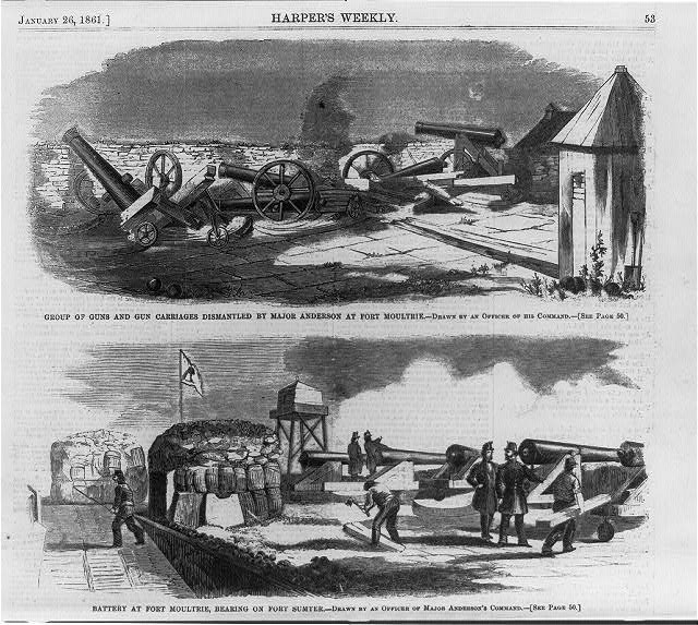 Charleston South Carolina 1861 Fort Moultrie Fort Sumter Civil War Artillery