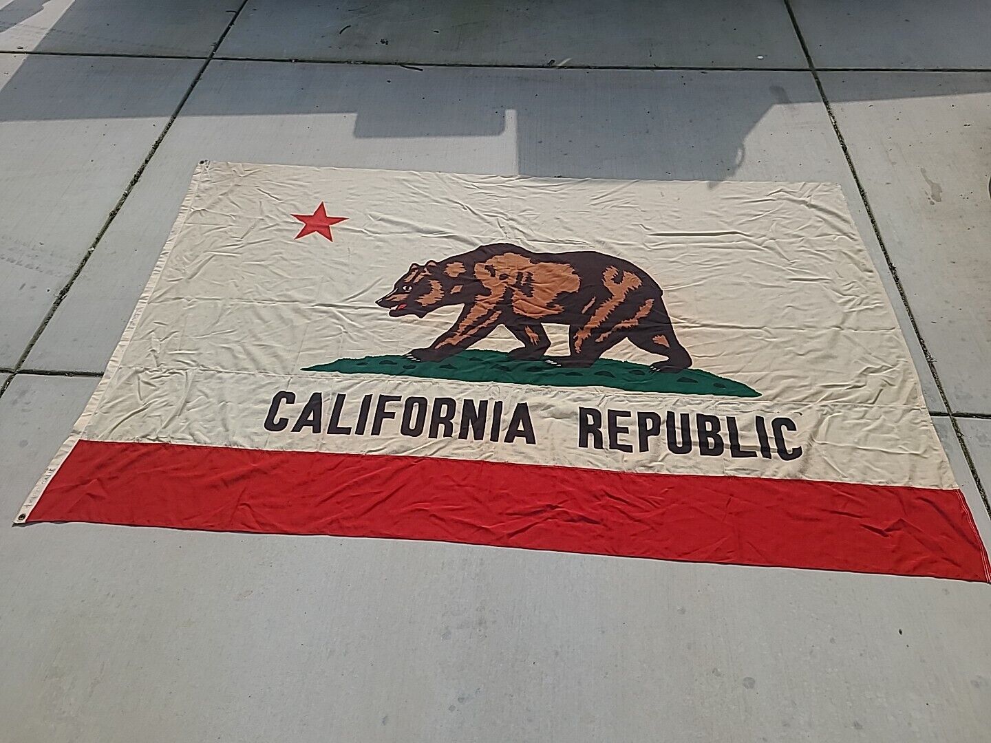 VTG California Republic Bear Flag 6x10 Ft. Nyla-wool Paramount Flag WWII Era 40s