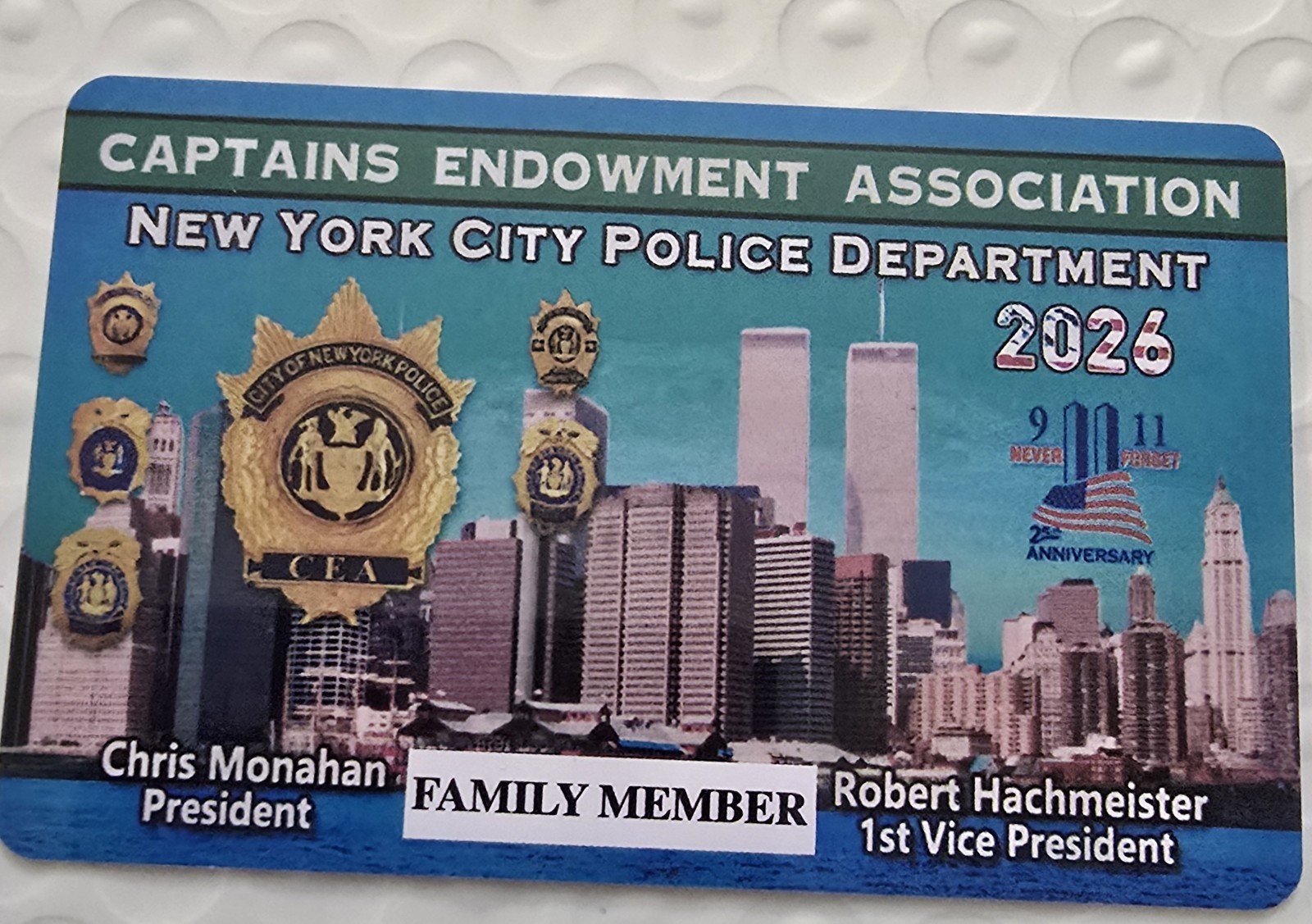 NYPD Captains Family Member Card 2026.CEA. AUTHENTIC. Capt. Name Provided. NYPD Captains Family Member Card 2026.CEA. AUTHENTIC. Capt. Name Provided.