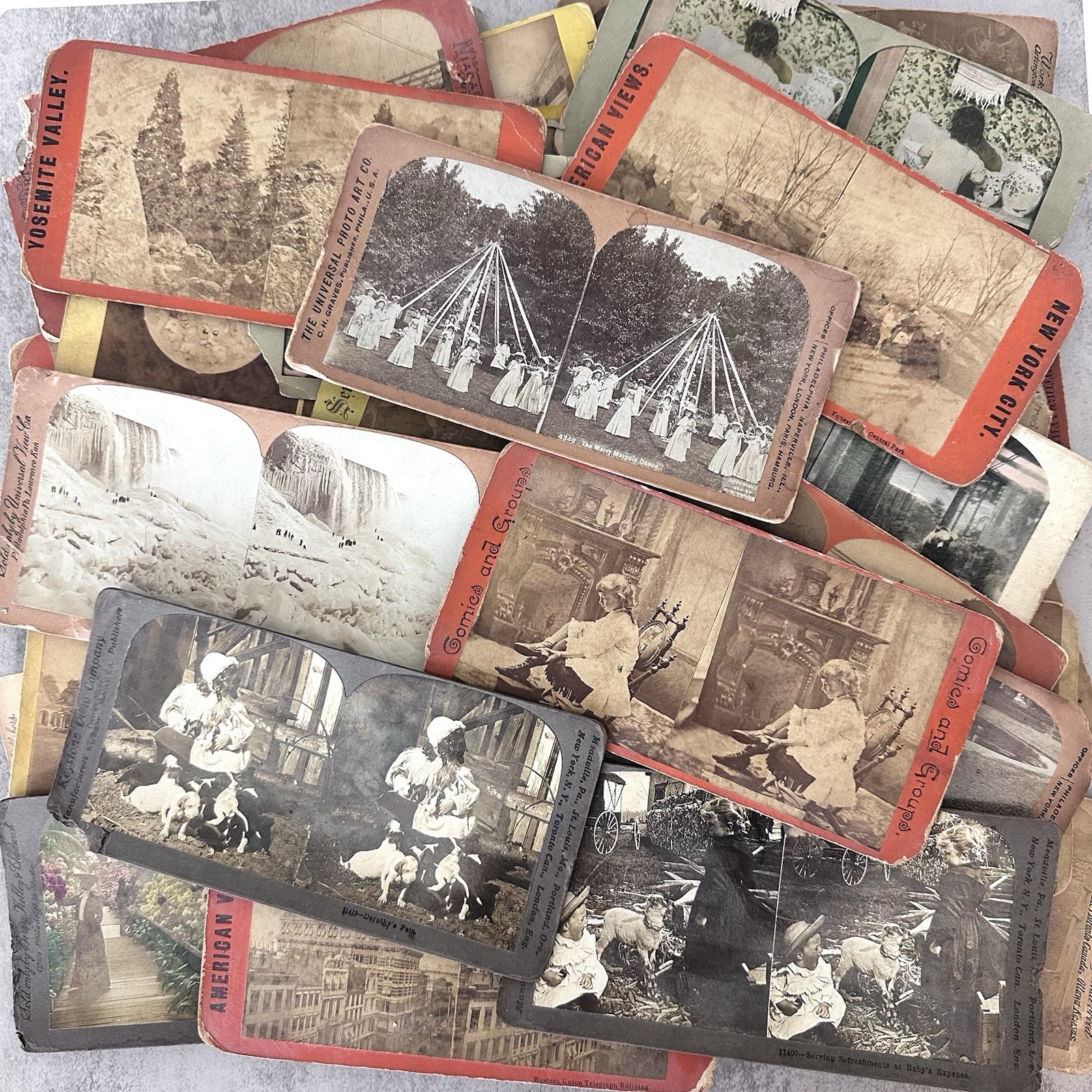 Antique Stereoview Card Lot 43, 1800s-1900s Underwood Keystone Travel Photos