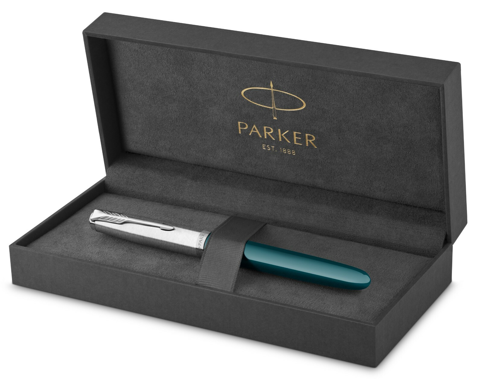 Parker 51 Fountain Pen Teal & Chrome Fine Point New In Original Box 2123506