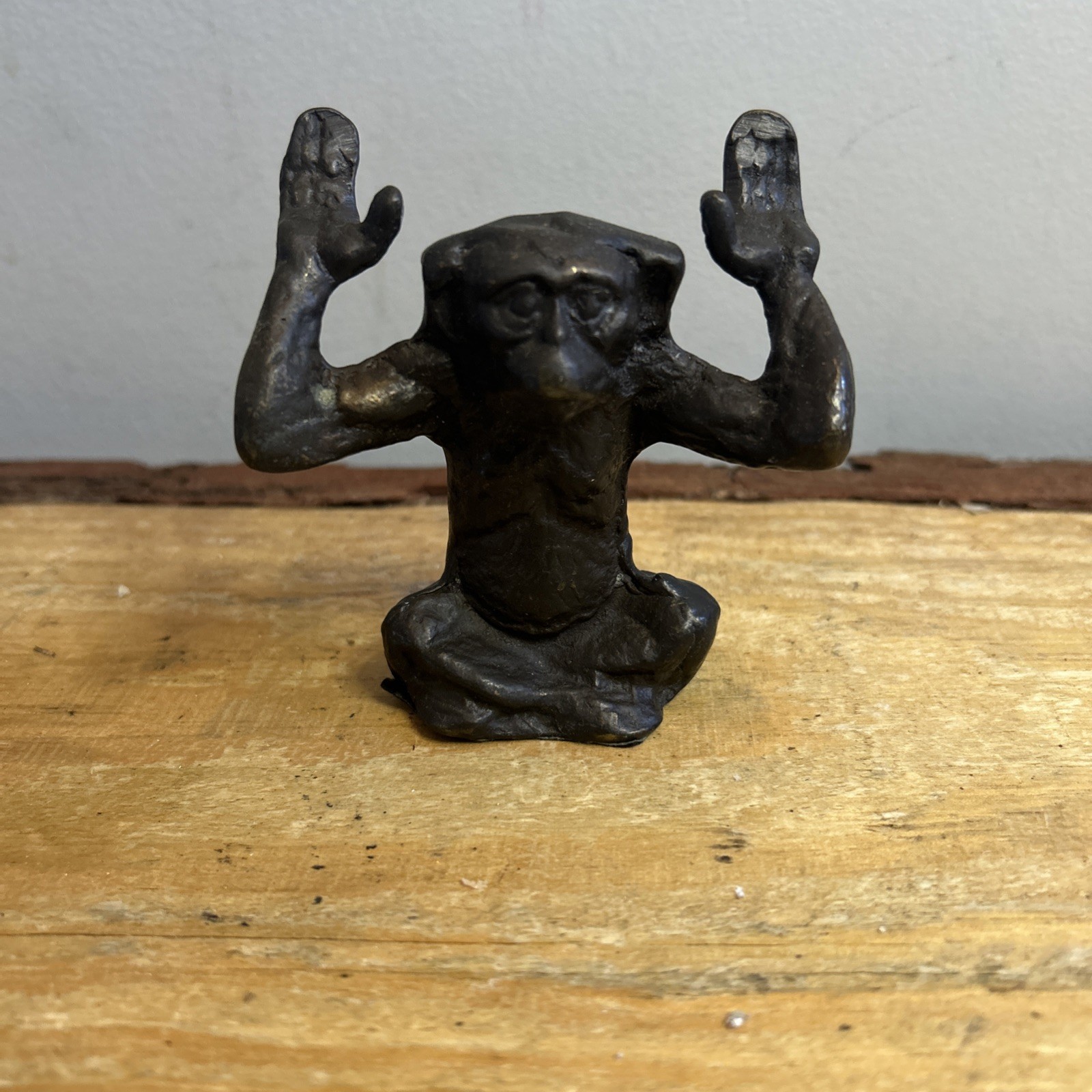 Vintage,  Bronze,  Monkey Business Card Holder. Unique, Desk Decor.