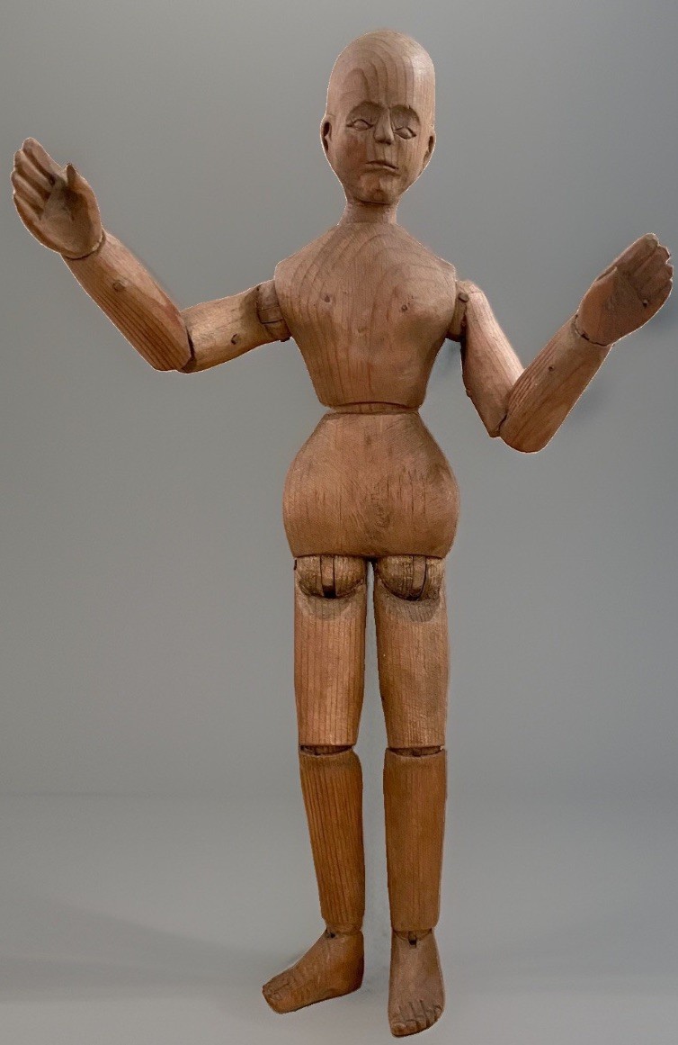 19c French Articulated Wood Artist Mannequin Sculpture Model Antique Folk Art