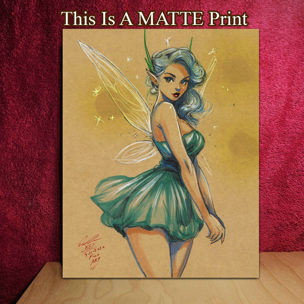 Faerie Fantasy OC Color Illustration Mixed Media Fine Art Print 8.5x11 - Keyeske