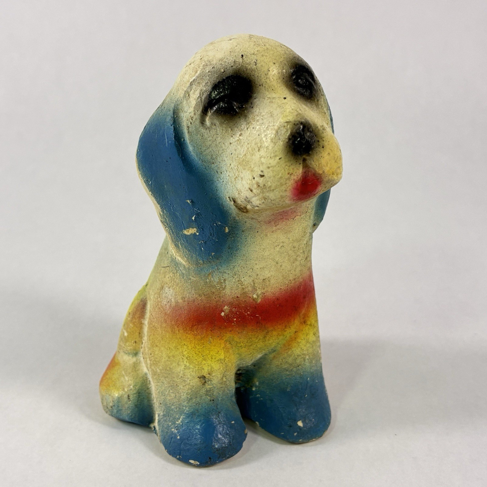 Vtg Chalkware Puppy Dog Figurine 30s-40s Carnival Fair Prize Multi Color 4.25 Vtg Chalkware Puppy Dog Figurine 30s-40s Carnival Fair Prize Multi Color 4.25