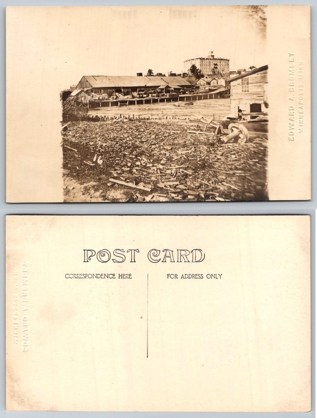 Minneapolis Minnesota Waterfront Mill Buildings Edward A. Bromley Postcard