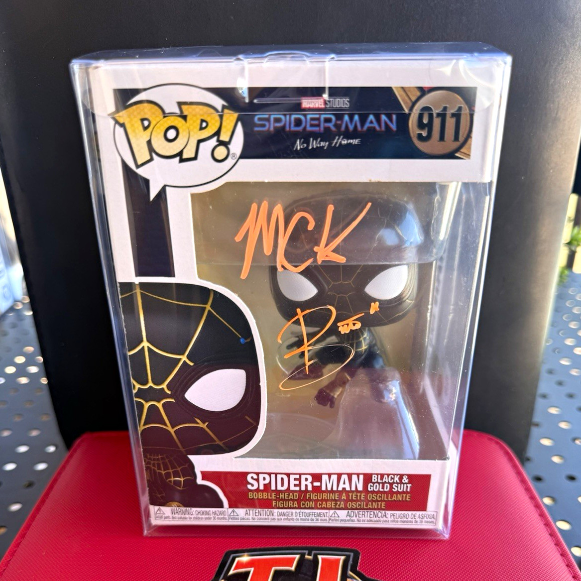 Funko Pop Spider-Man #911 Black & Gold Signed DJ Rivers SWAU