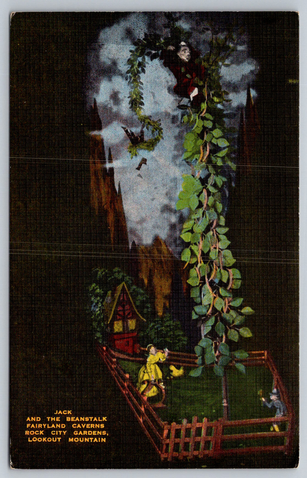 c1940s Jack Beanstalk Fairyland Caverns Lookout Mountain TN Postcard