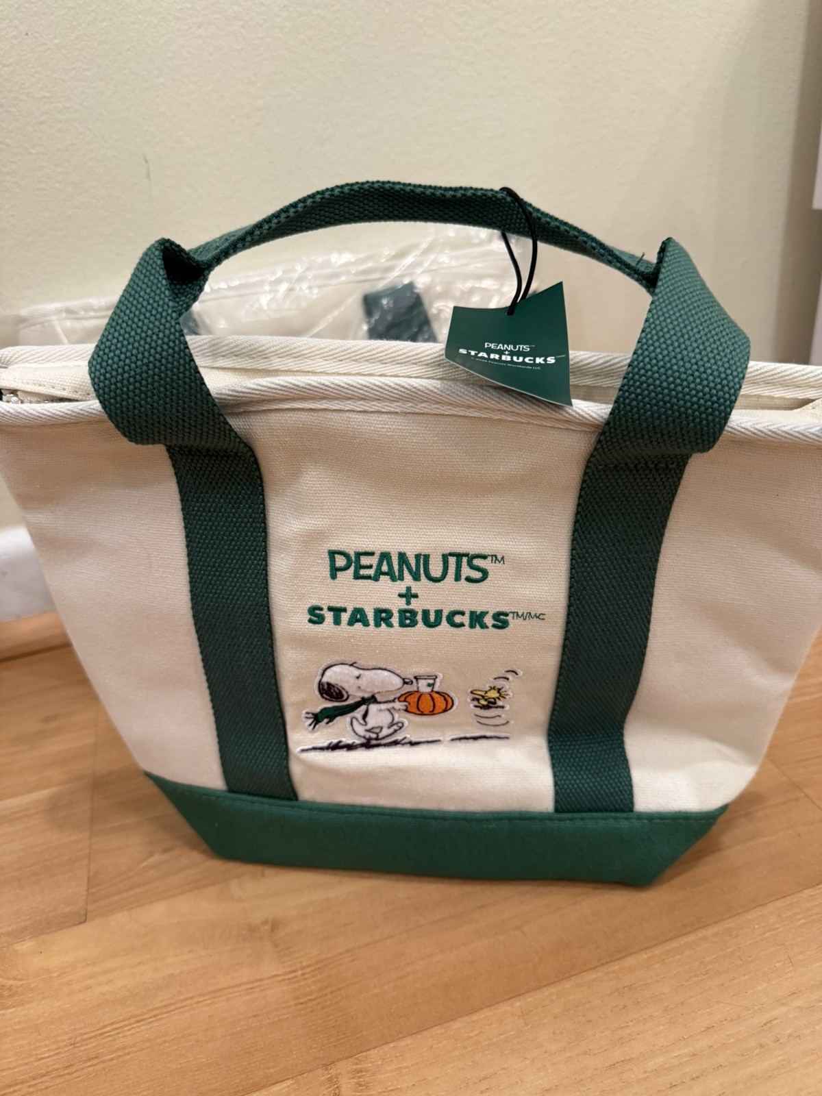 🔥❨･¨⬮ Genuine Starbucks x Peanuts Snoopy Mini Canvas Tote Bag US In Hand NEW🔥