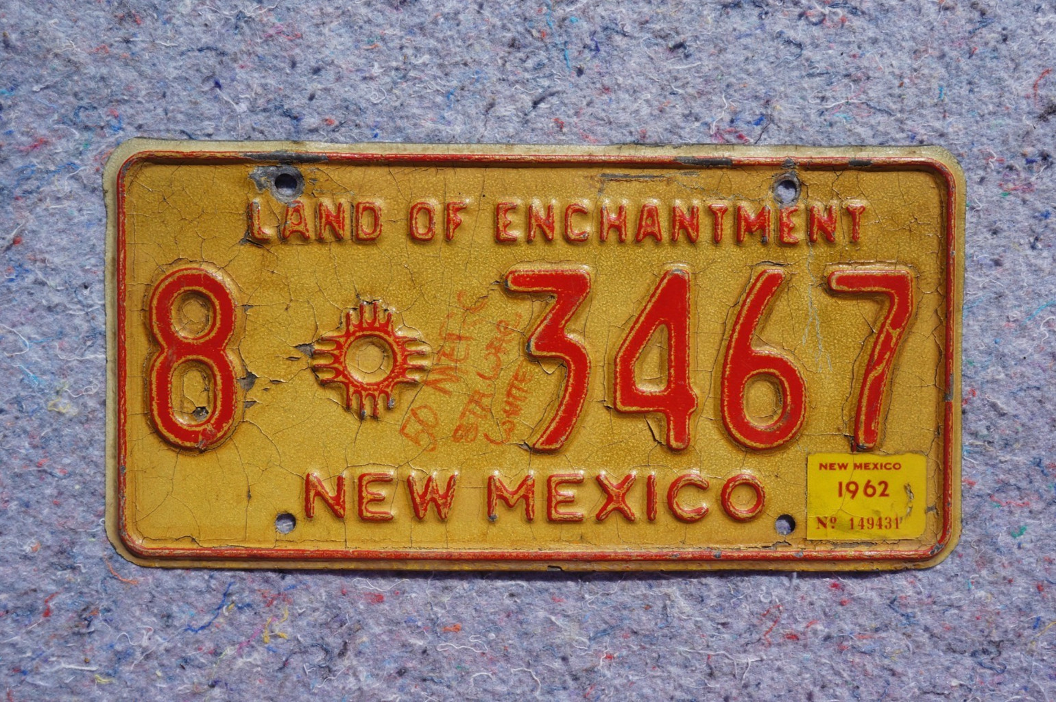 1962 New Mexico LAND OF ENCHANTMENT License Plate