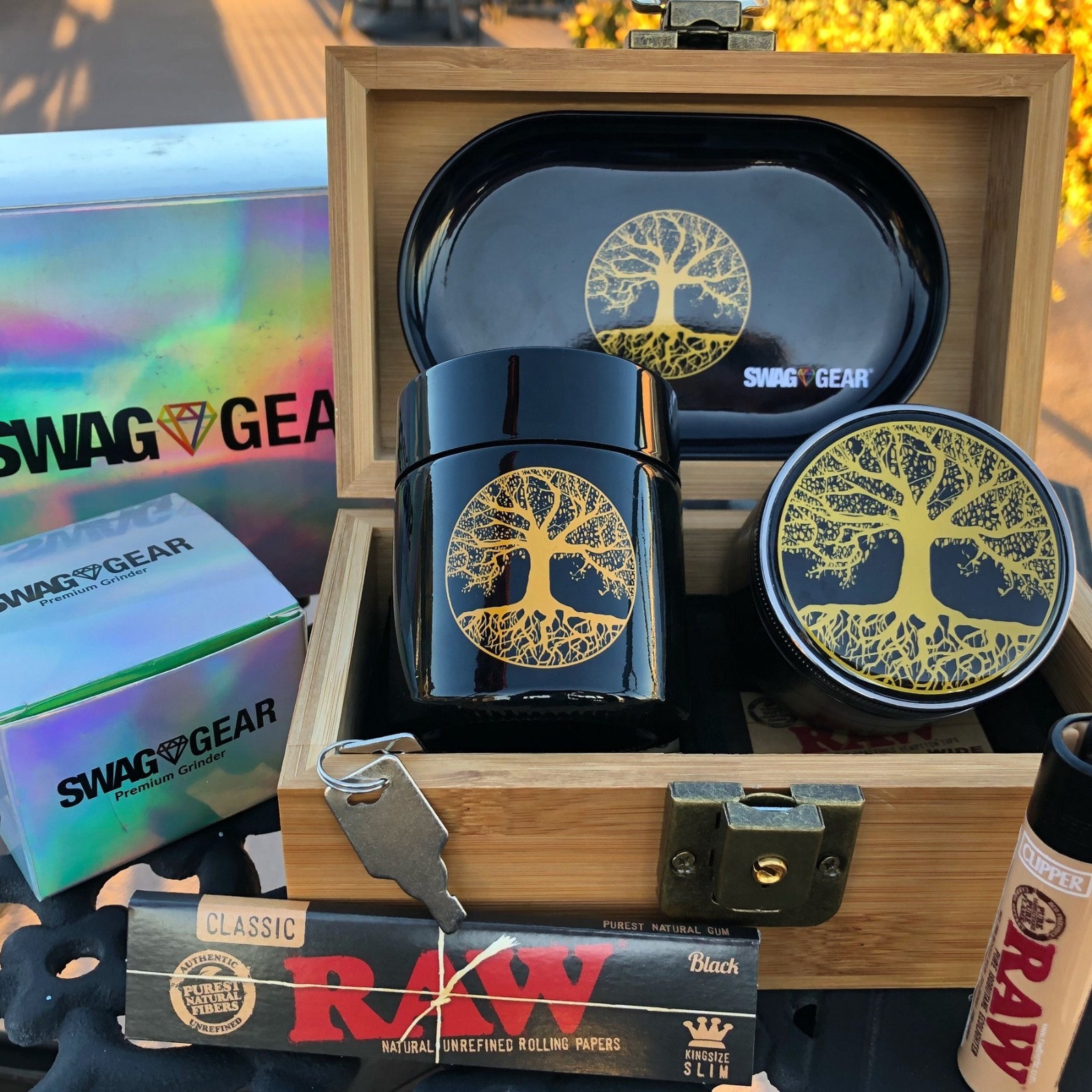 Medium Bamboo Stash Box All in One Complete Kit