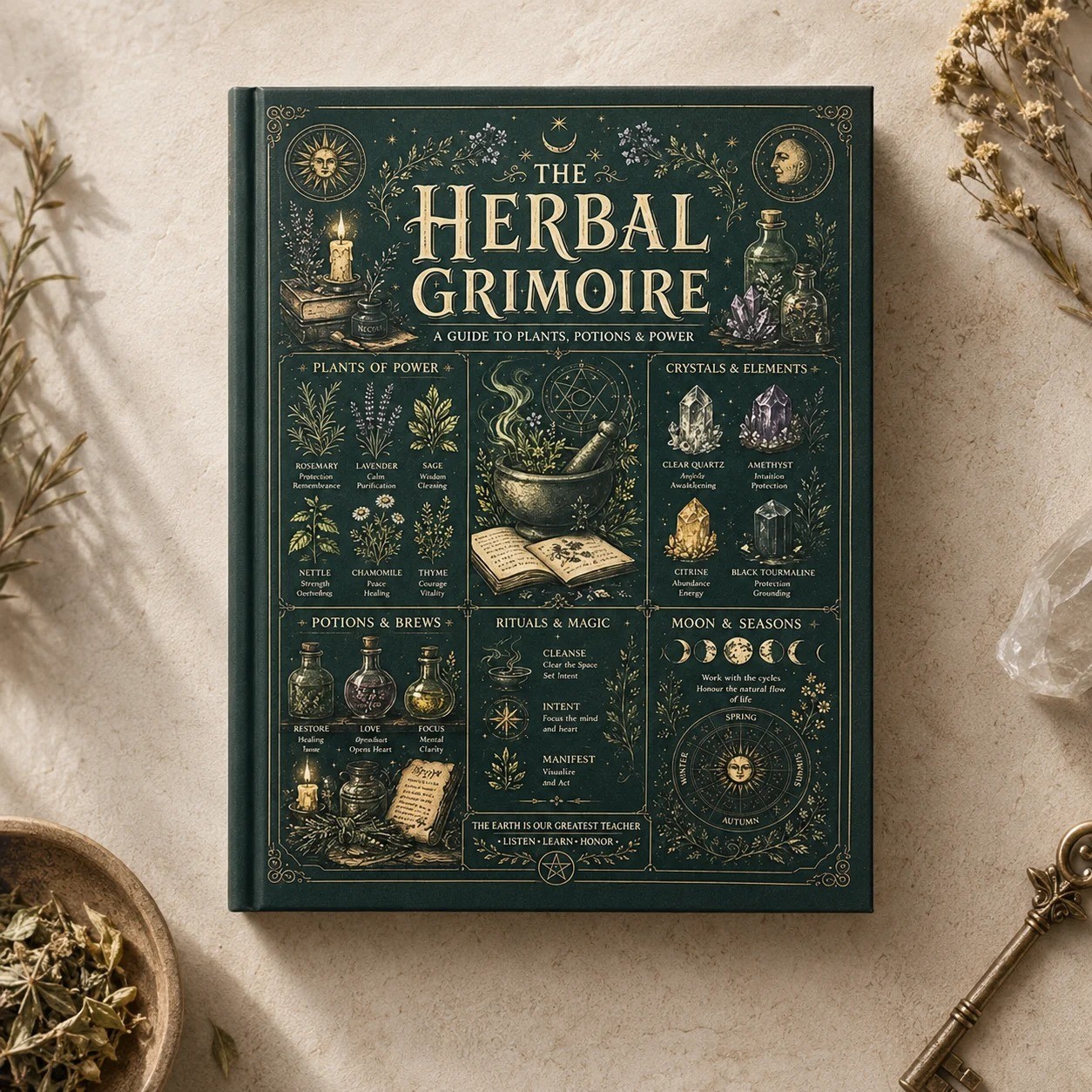 Herbal Grimoire Guide to Plants Potions & Natural Witchcraft A5 Beginner Book