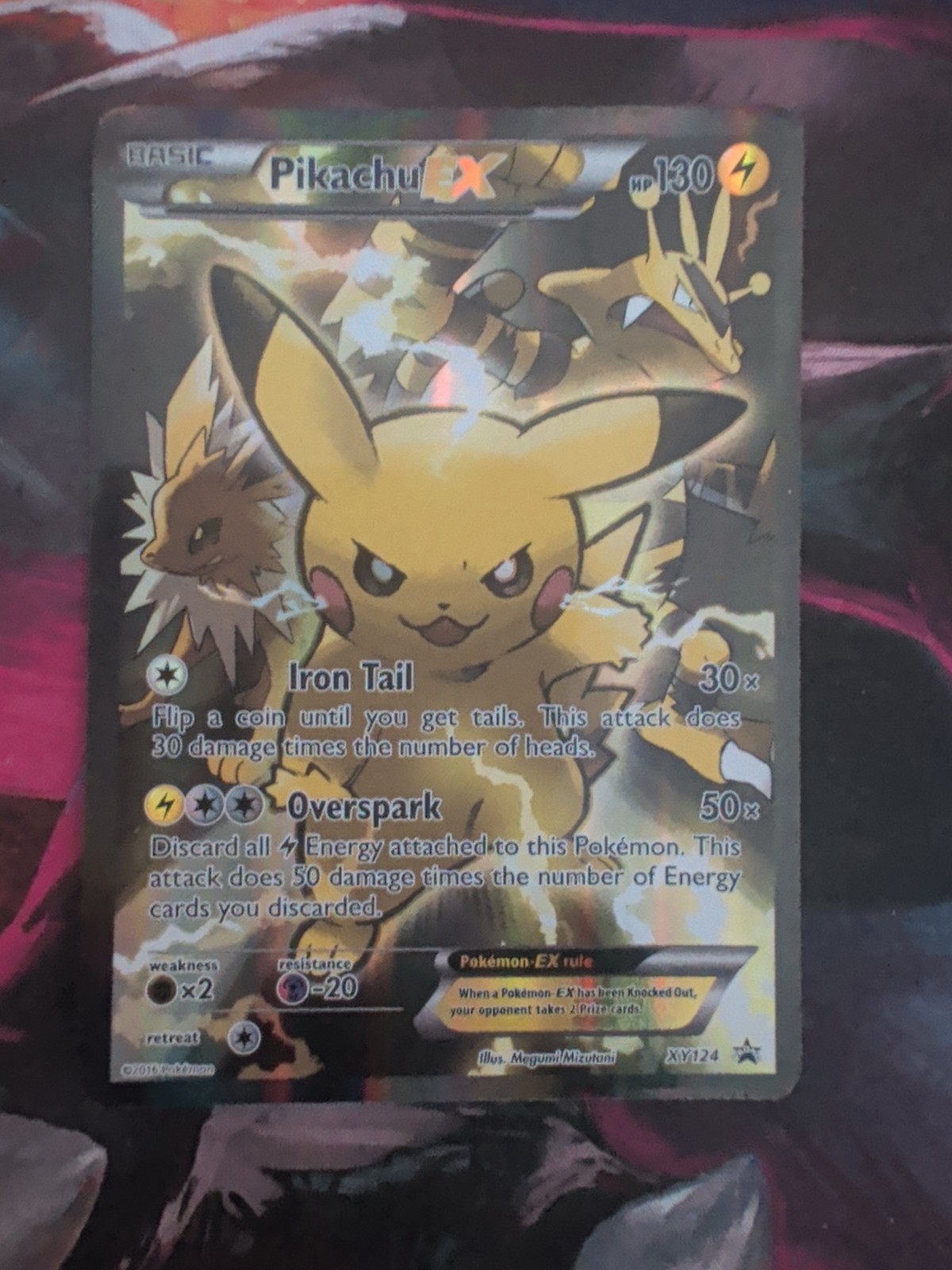 Pokémon TCG Pikachu EX XY124 Black Star Promo MP Condition (See Photos) Pokémon TCG Pikachu EX XY124 Black Star Promo MP Condition (See Photos)