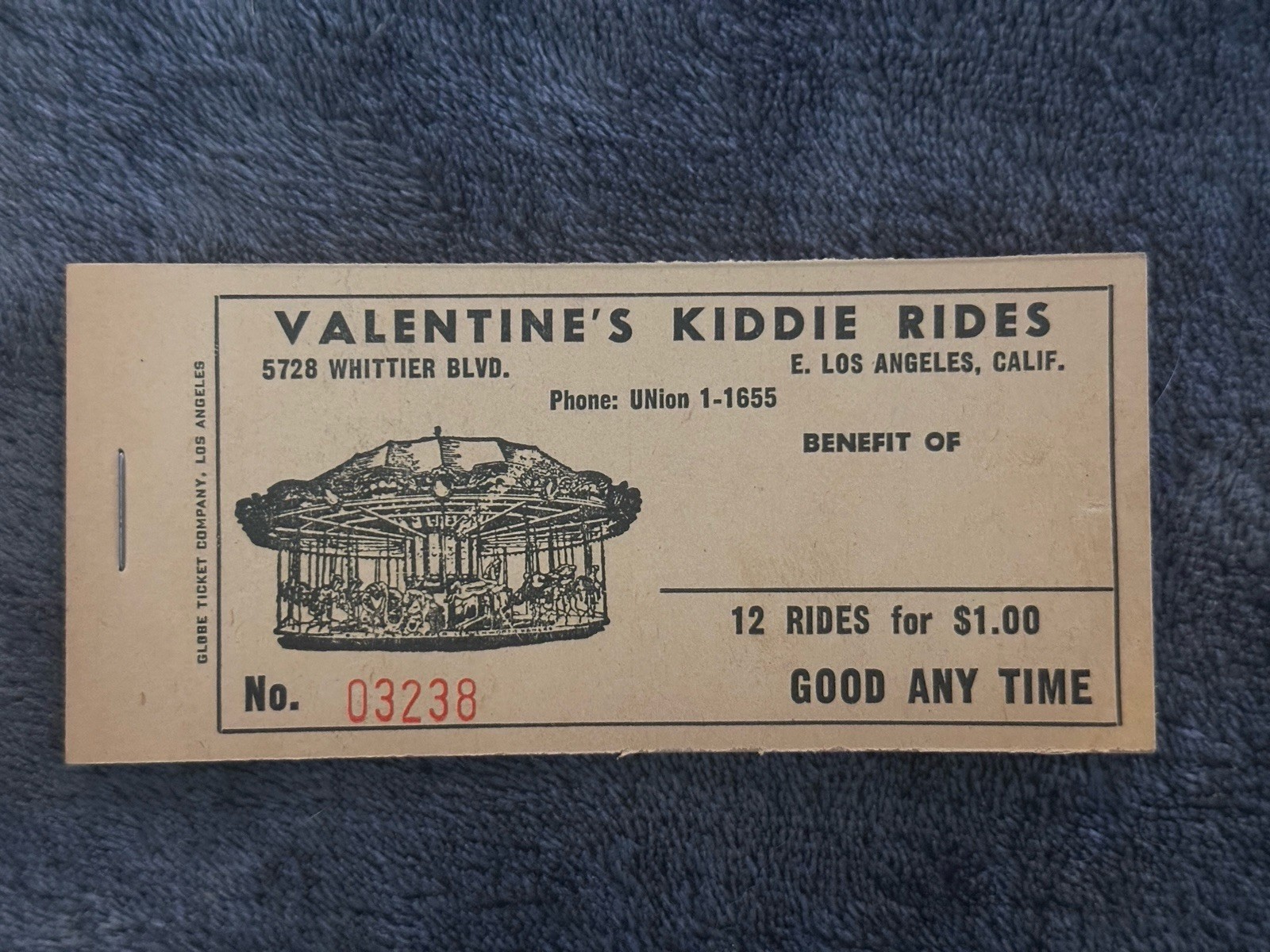 c1950s Valentines Kiddie Rides Complete Ticket Book East Los Angeles CA
