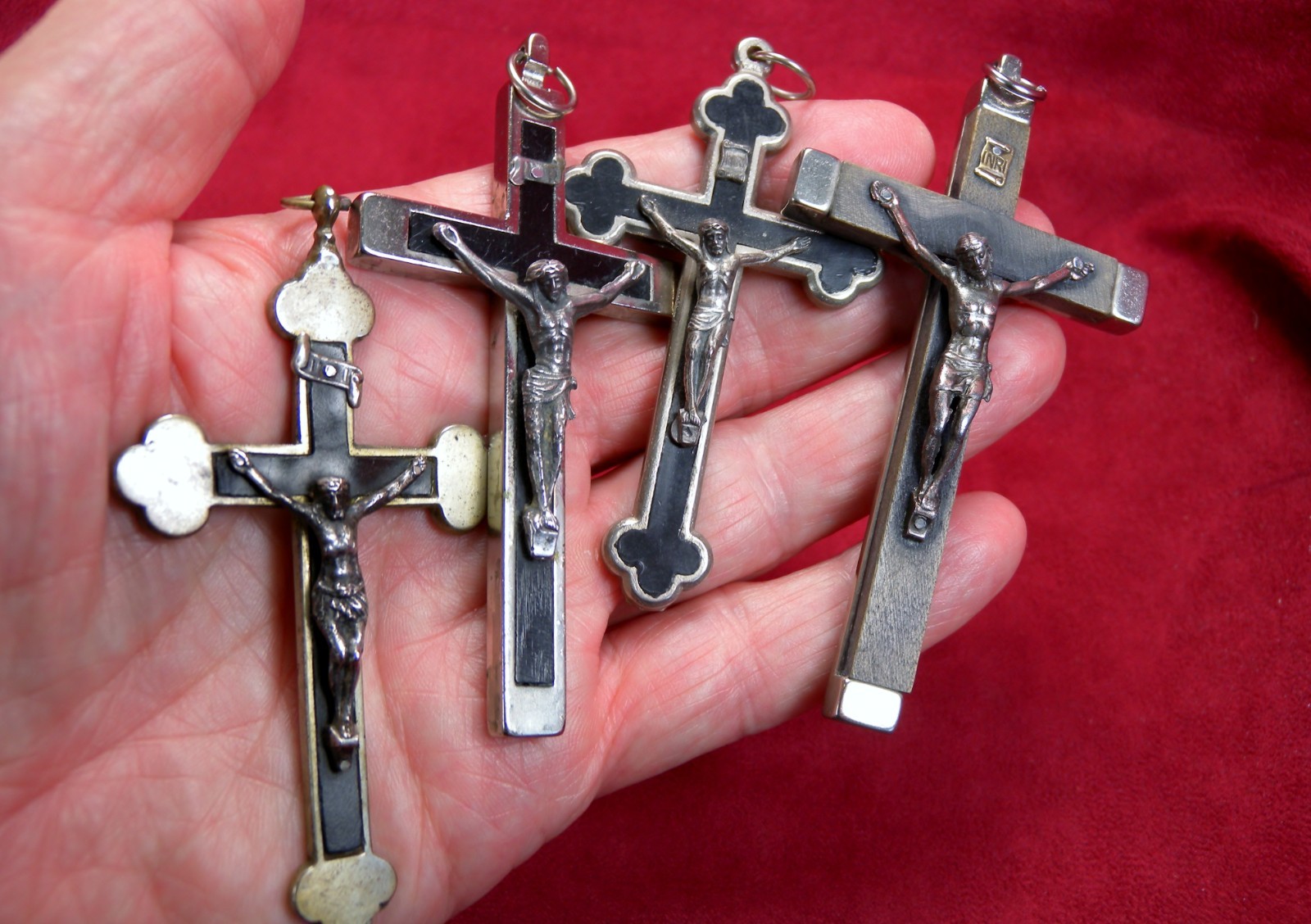 Vintage Retired Carmelite Novice Nun’s Class Vestment Cross Crucifix Lot of Four