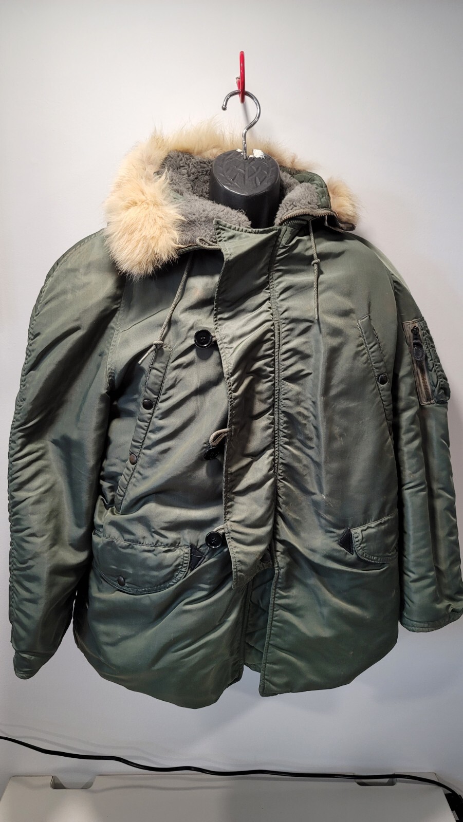 1950-60’s USAF Type N-3B Flying Air Force Crew  Heavy Jacket Fur Hood Medium 
