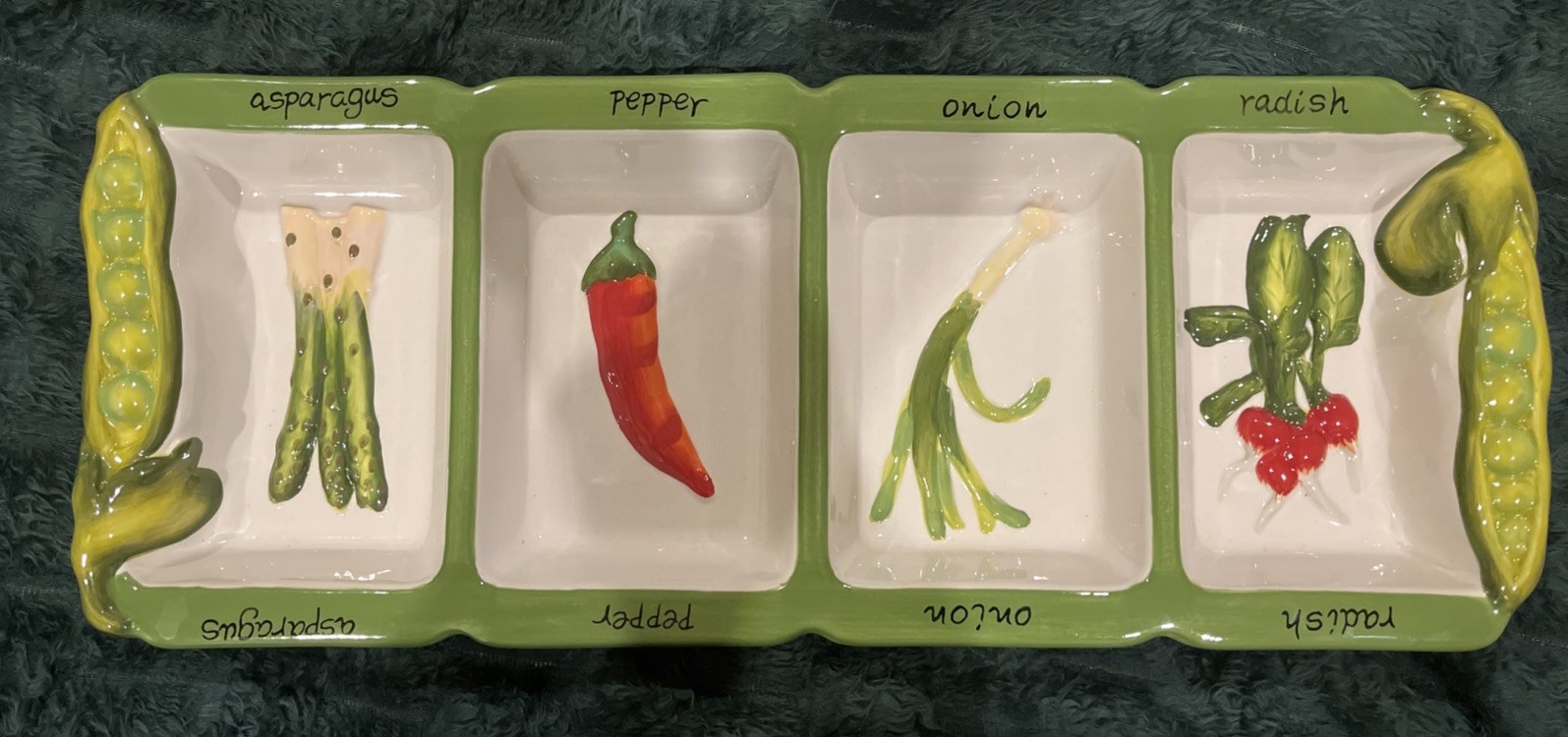 Certified International Judy Phipps Large Ceramic Veggie Serving Tray 19” x 7”