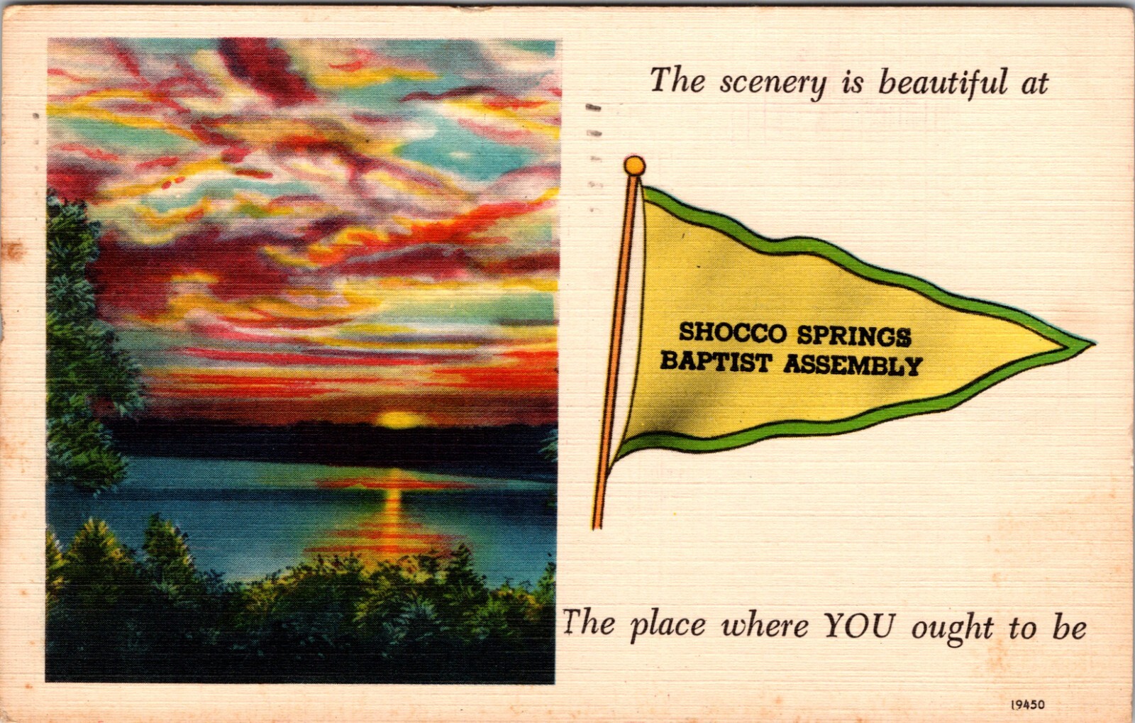 Shocco Springs Baptist Assembly linen Post Card