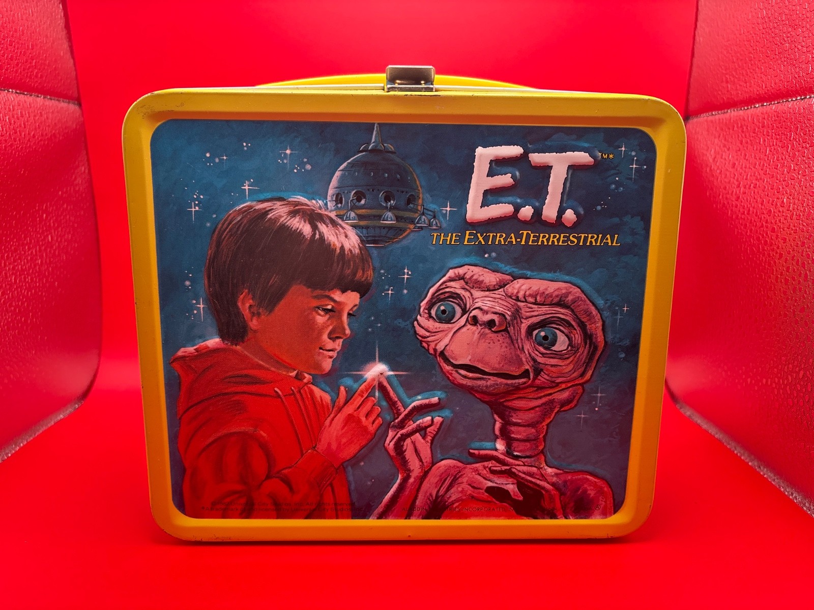 Vintage 1982 Aladdin E.T. The Extra Terrestrial Metal Lunchbox with Thermos