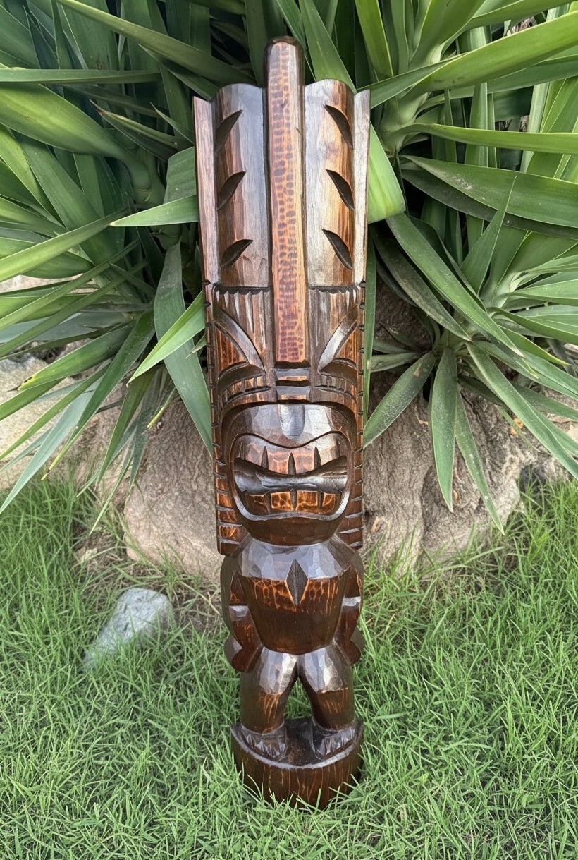 Hawaiian Lono Tiki  Half Statue hand Carved 39